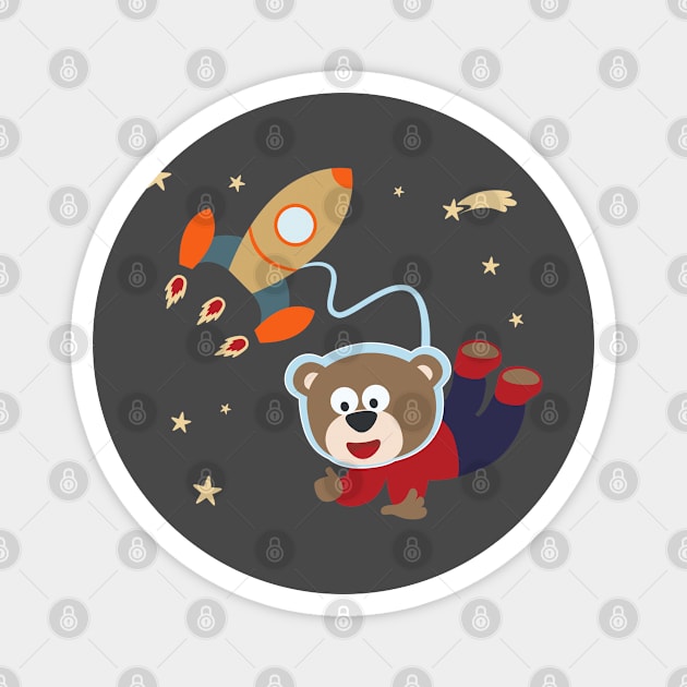 pace bear or astronaut in a space suit with cartoon style Magnet by KIDS APPAREL